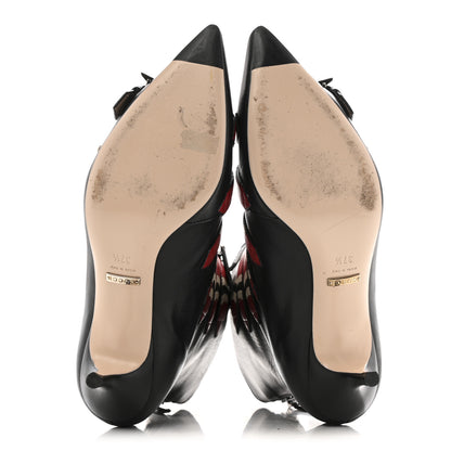 Gucci Calfskin Kingsnake Susan Ankle Boots 37.5 Black Red 6 of 13