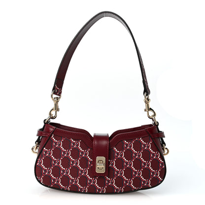 Gucci GG Shadow Monogram Mini Moon Side Shoulder Bag Rosso Ancora Red 1 of 9