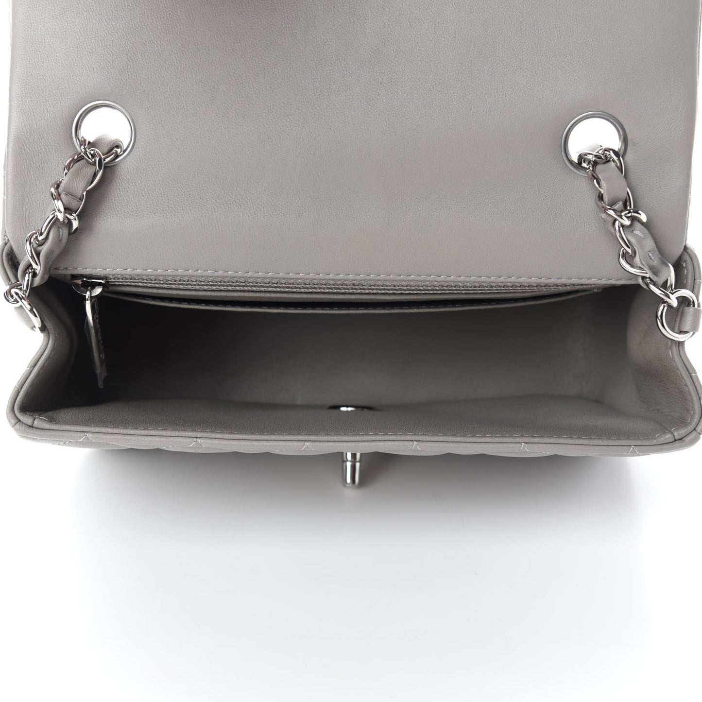 Lambskin Quilted Mini Rectangular Flap Grey