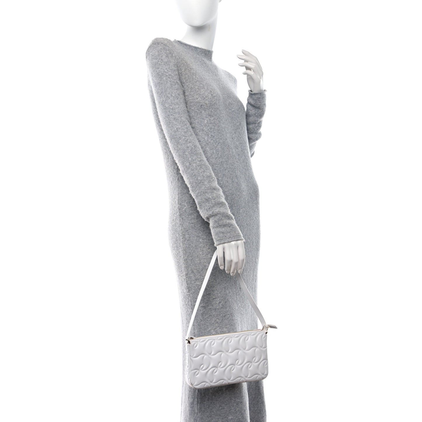 Calfskin Embossed Loubila Shoulder Bag White