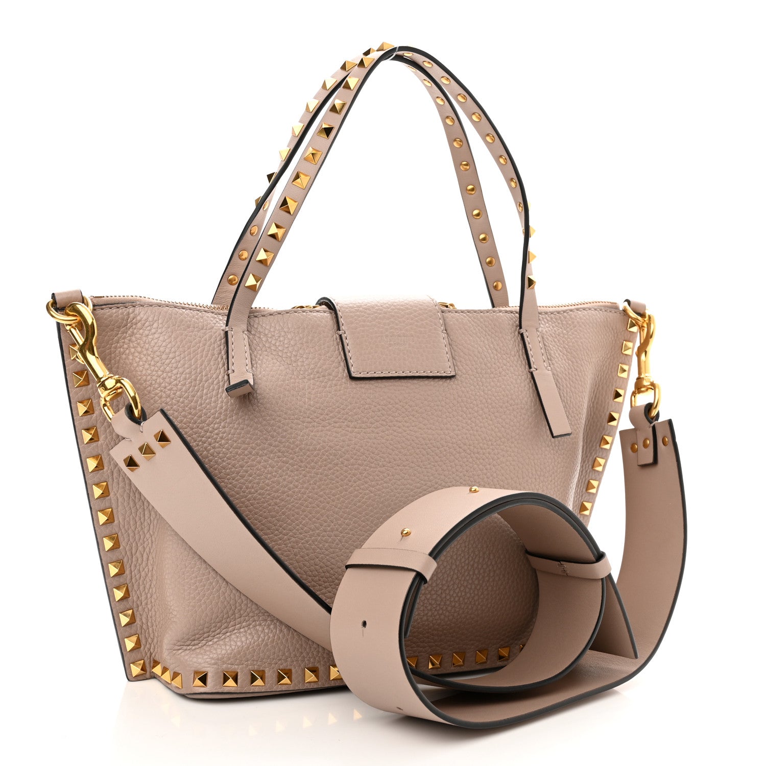 Valentino Garavani Pebbled Calfskin Rockstud Hype Tote Poudre 3 of 9