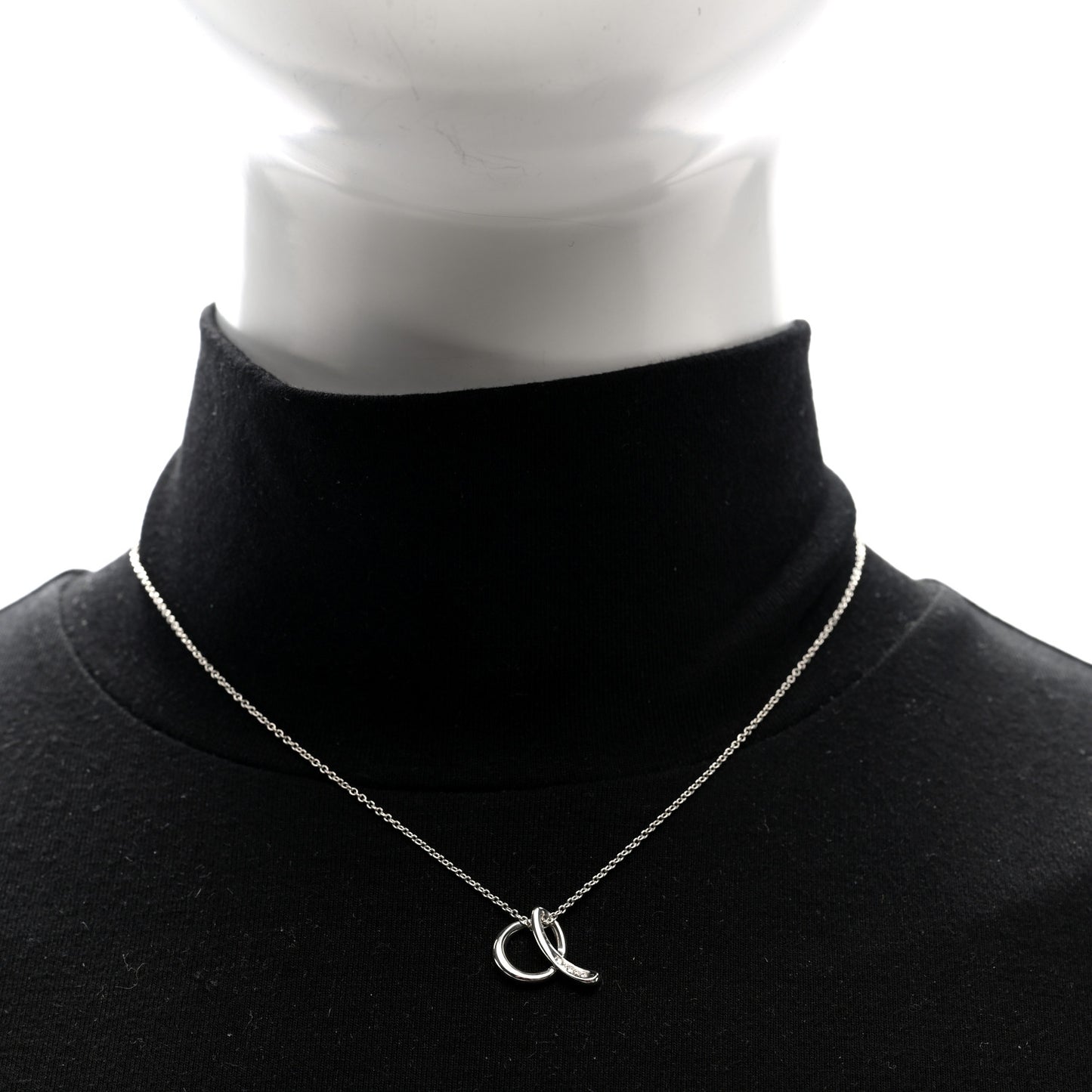 Sterling Silver Diamond Elsa Peretti Letter A Pendant Necklace