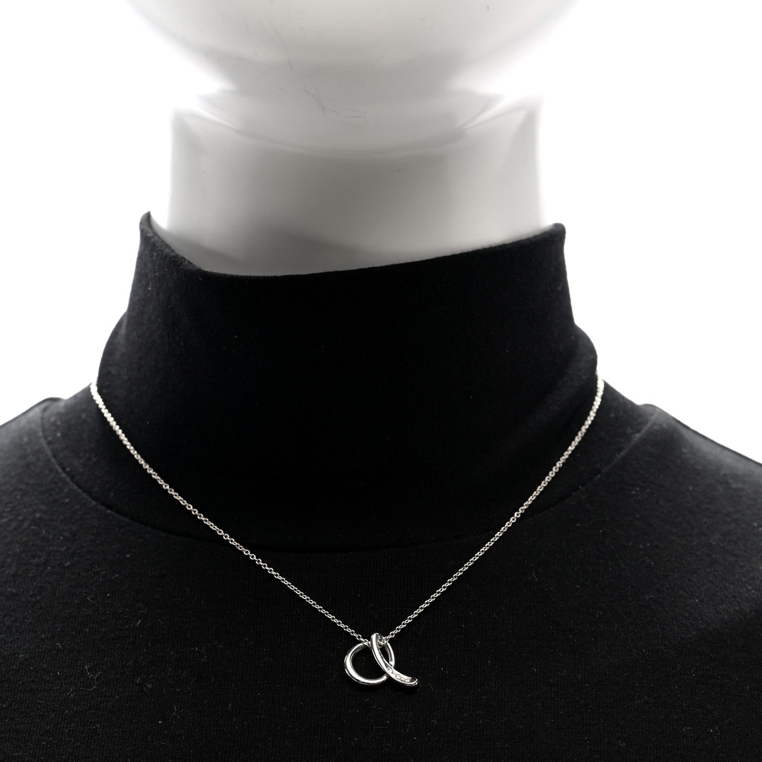 Tiffany Sterling Silver Diamond Elsa Peretti Letter A Pendant Necklace 2 of 4