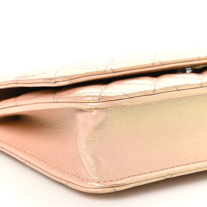 Chanel Iridescent Calfskin Quilted Wallet on Chain WOC Pink 10 of 11