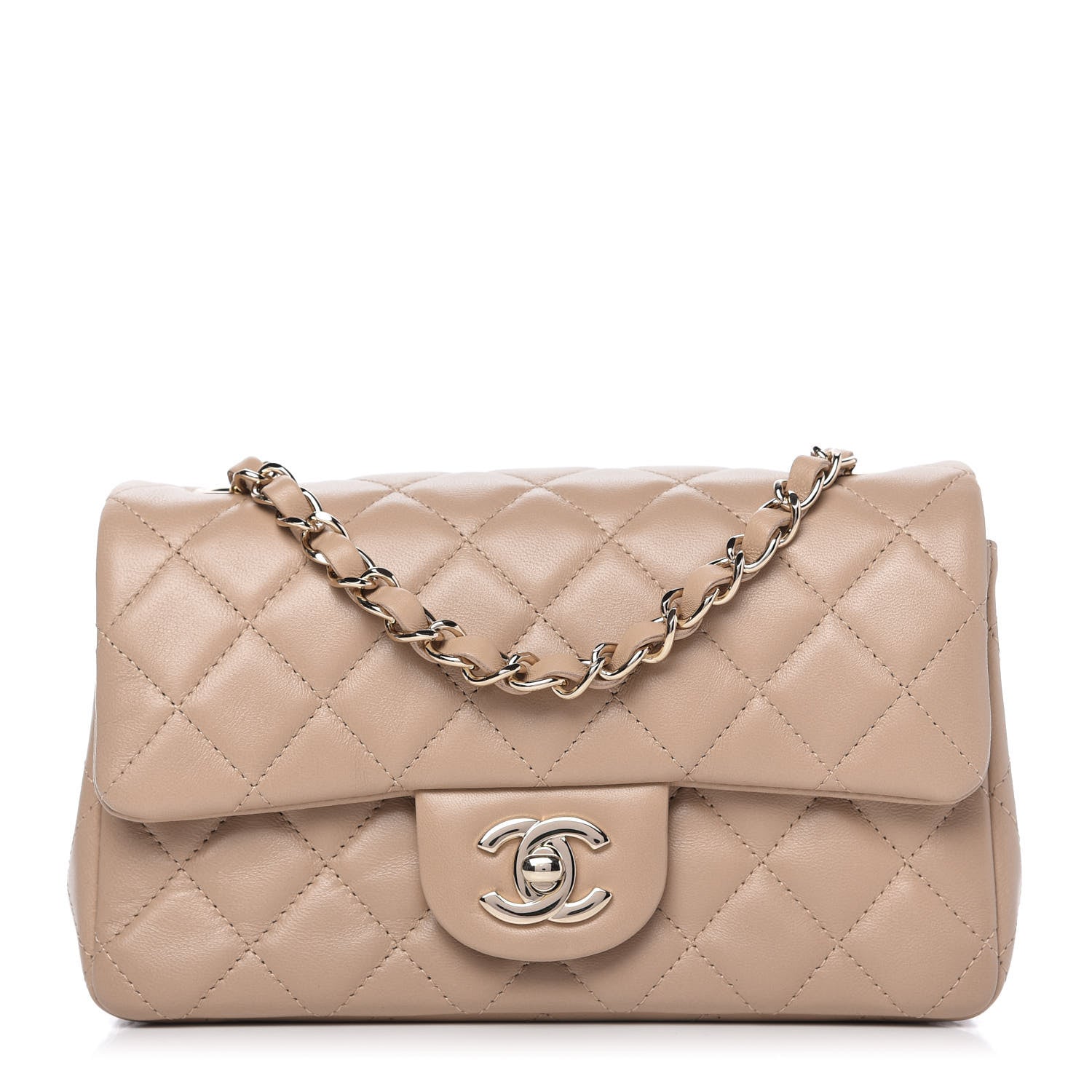 Chanel Lambskin Quilted Mini Rectangular Flap Dark Beige 1 of 12