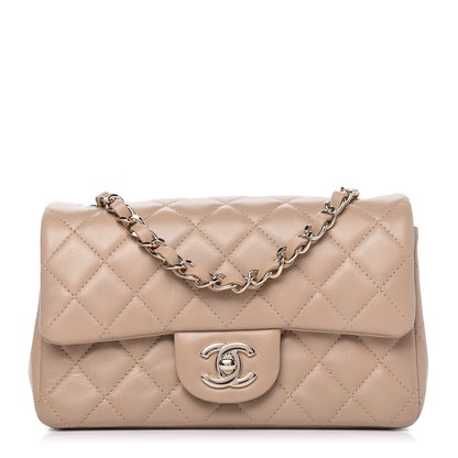 Chanel Lambskin Quilted Mini Rectangular Flap Dark Beige 1 of 12