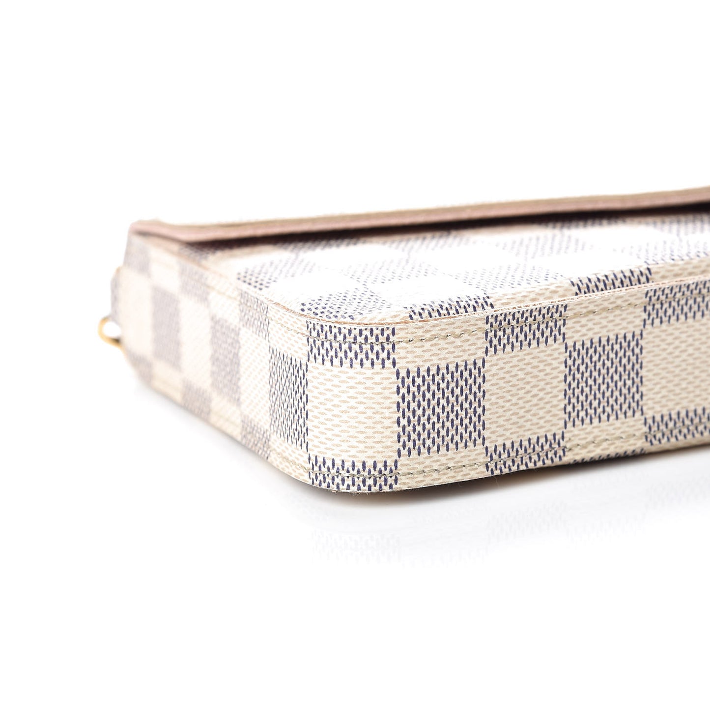 Damier Azur Pochette Felicie Chain Wallet Rose Ballerine