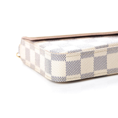Louis Vuitton Damier Azur Pochette Felicie Chain Wallet Rose Ballerine 6 of 11
