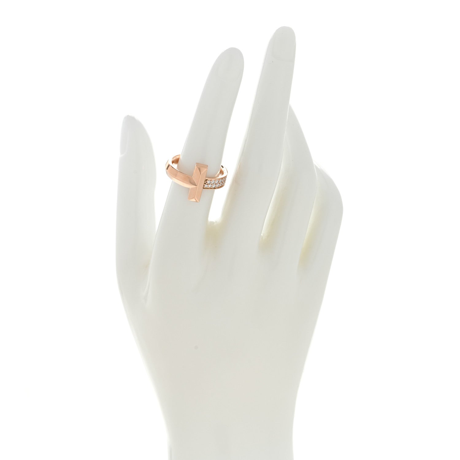 Tiffany 18K Rose Gold Diamond T T1 Ring 52 6 2 of 5