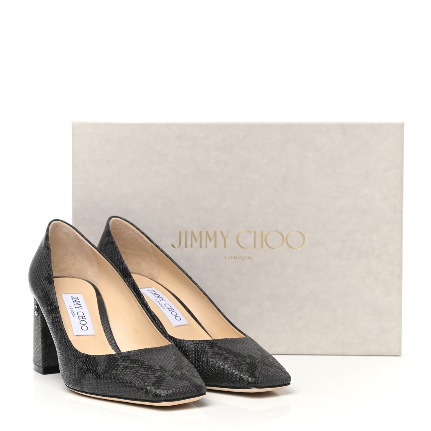 Calfskin Snakeskin Embossed Dianne Pump 38.5 Black