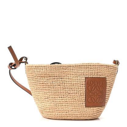 Loewe Calfskin Raffia Slit Pochette Bag Natural Tan 1 of 11