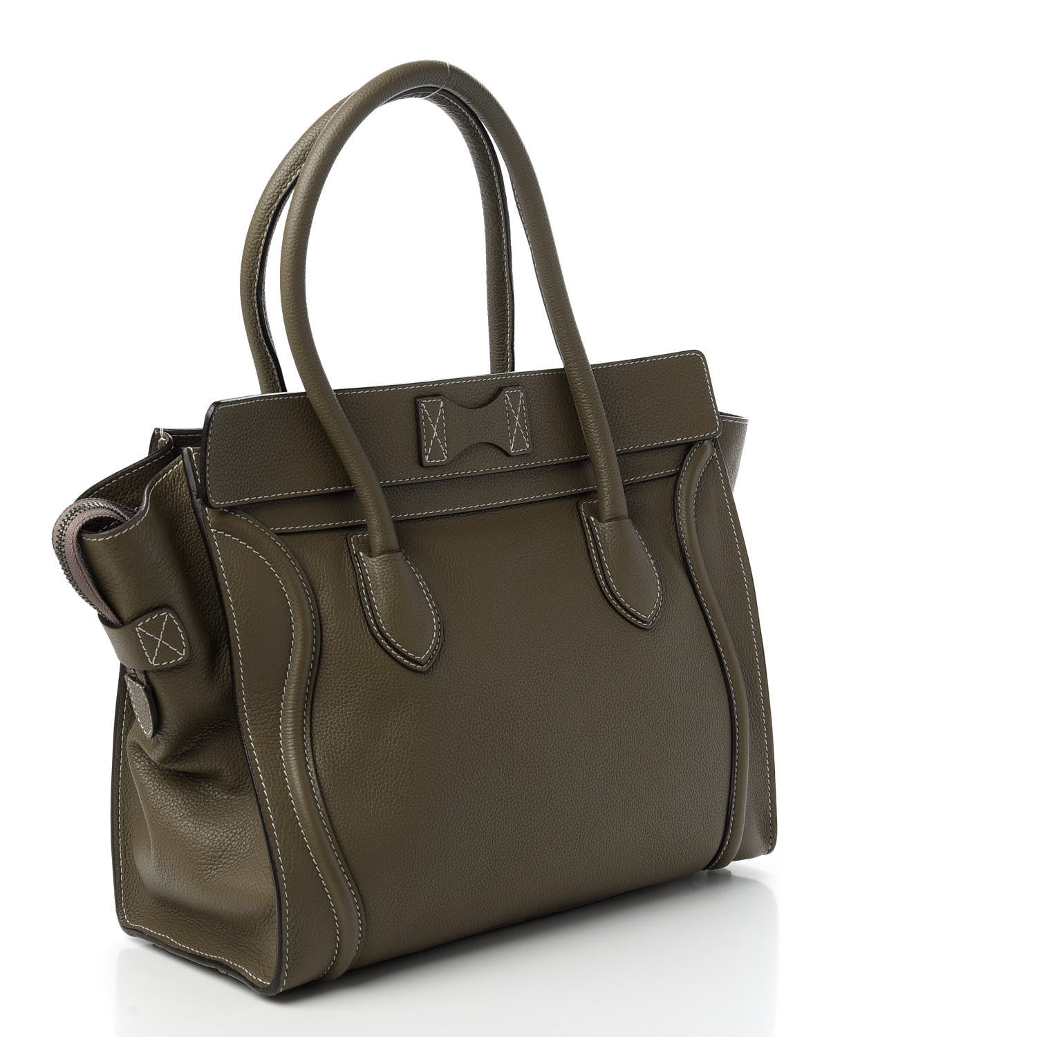 Celine Drummed Calfskin Shoulder Luggage Souris 3 of 10