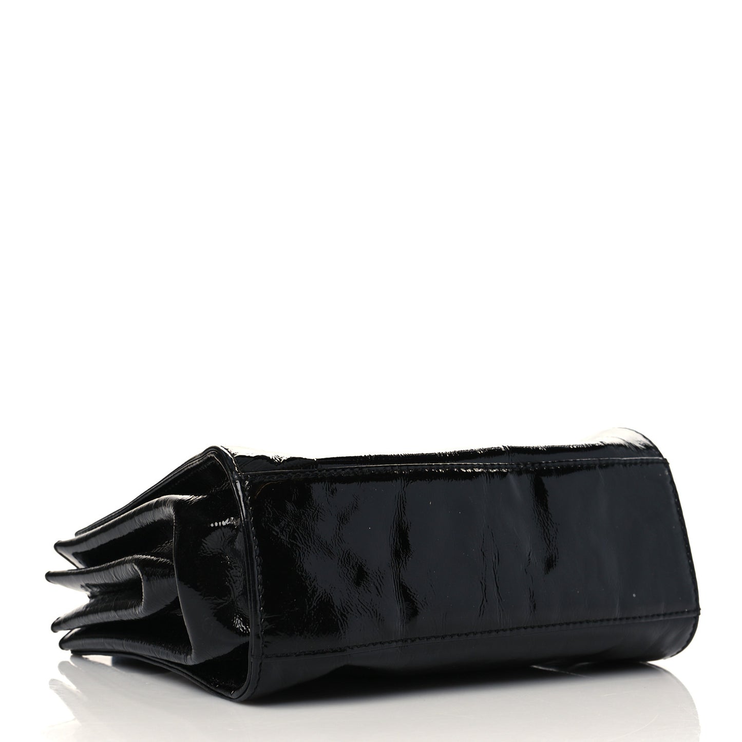 Patent Mademoiselle Lock Convertible Wrist Clutch Bag Black