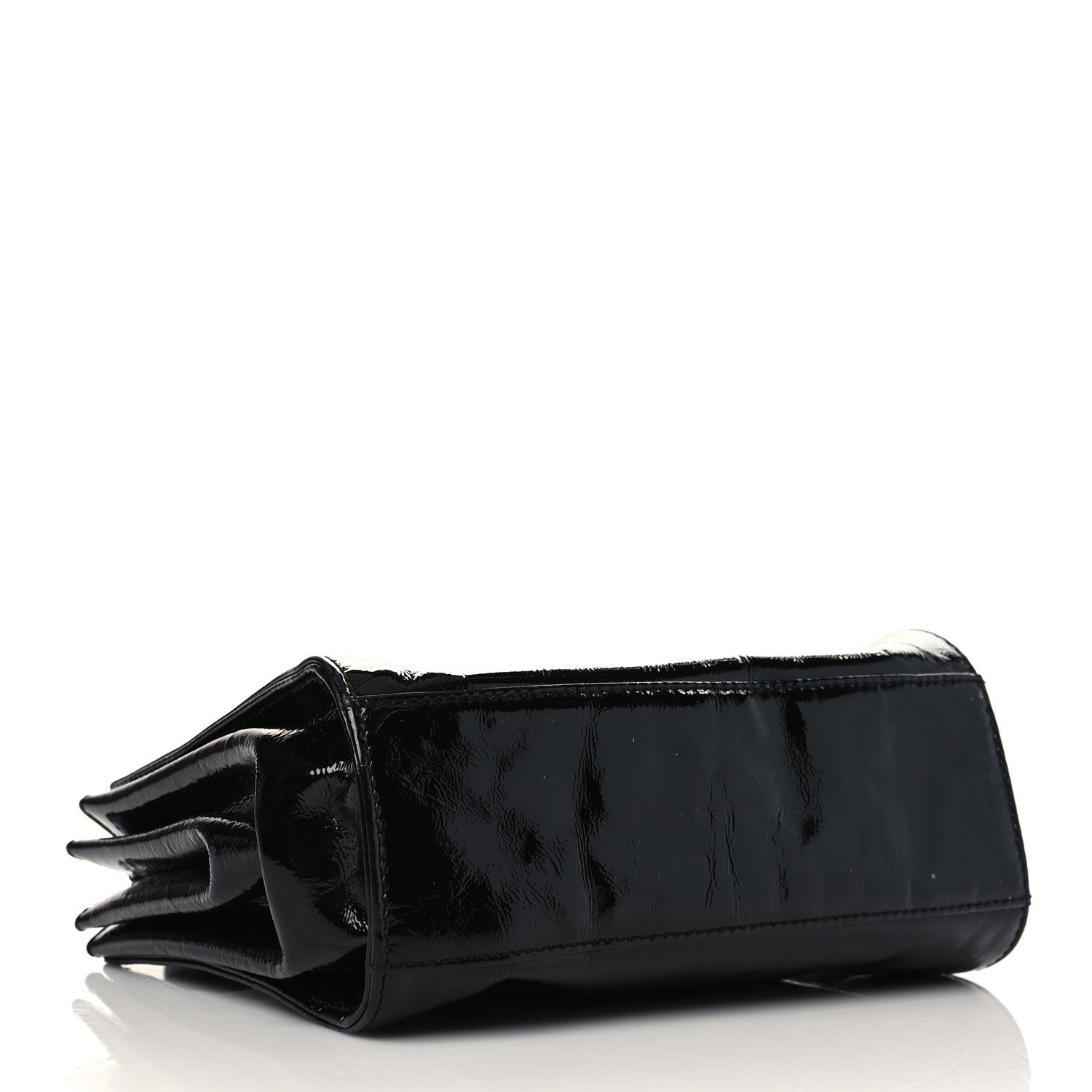 Chanel Patent Mademoiselle Lock Convertible Wrist Clutch Bag Black 5 of 10