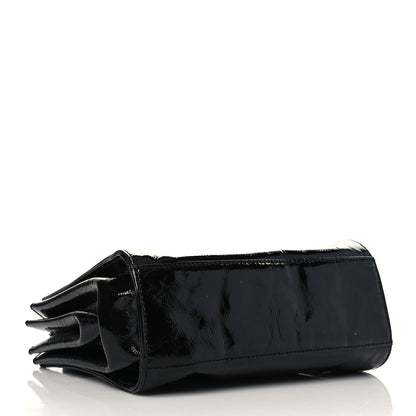 Chanel Patent Mademoiselle Lock Convertible Wrist Clutch Bag Black 5 of 10