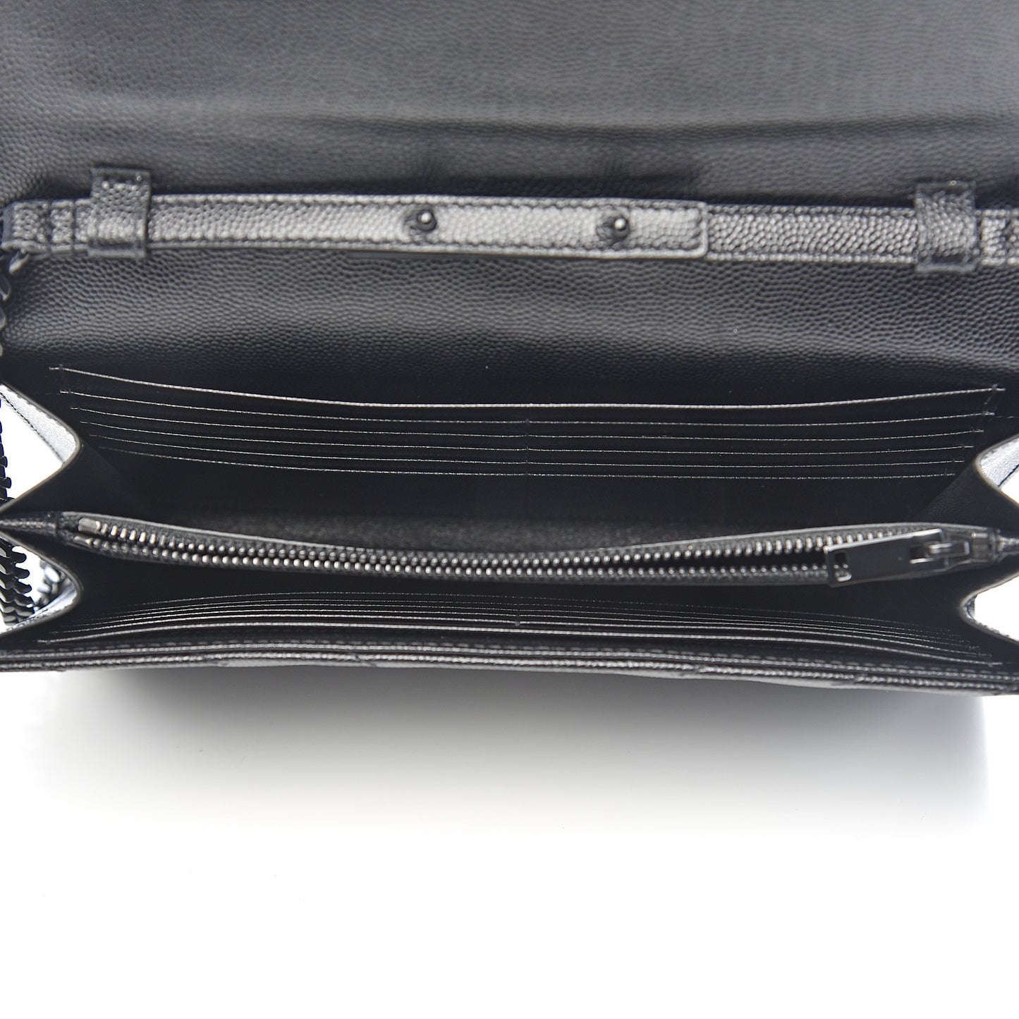 Grain De Poudre Matelasse Chevron Monogram Chain Wallet Black
