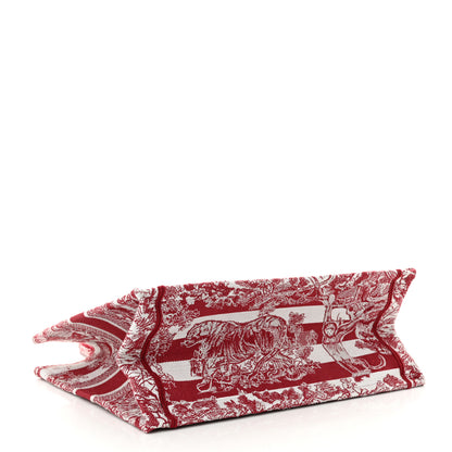 Christian Dior Canvas Embroidered Medium Dioriviera Toile De Jouy Book Tote Raspberry 4 of 13