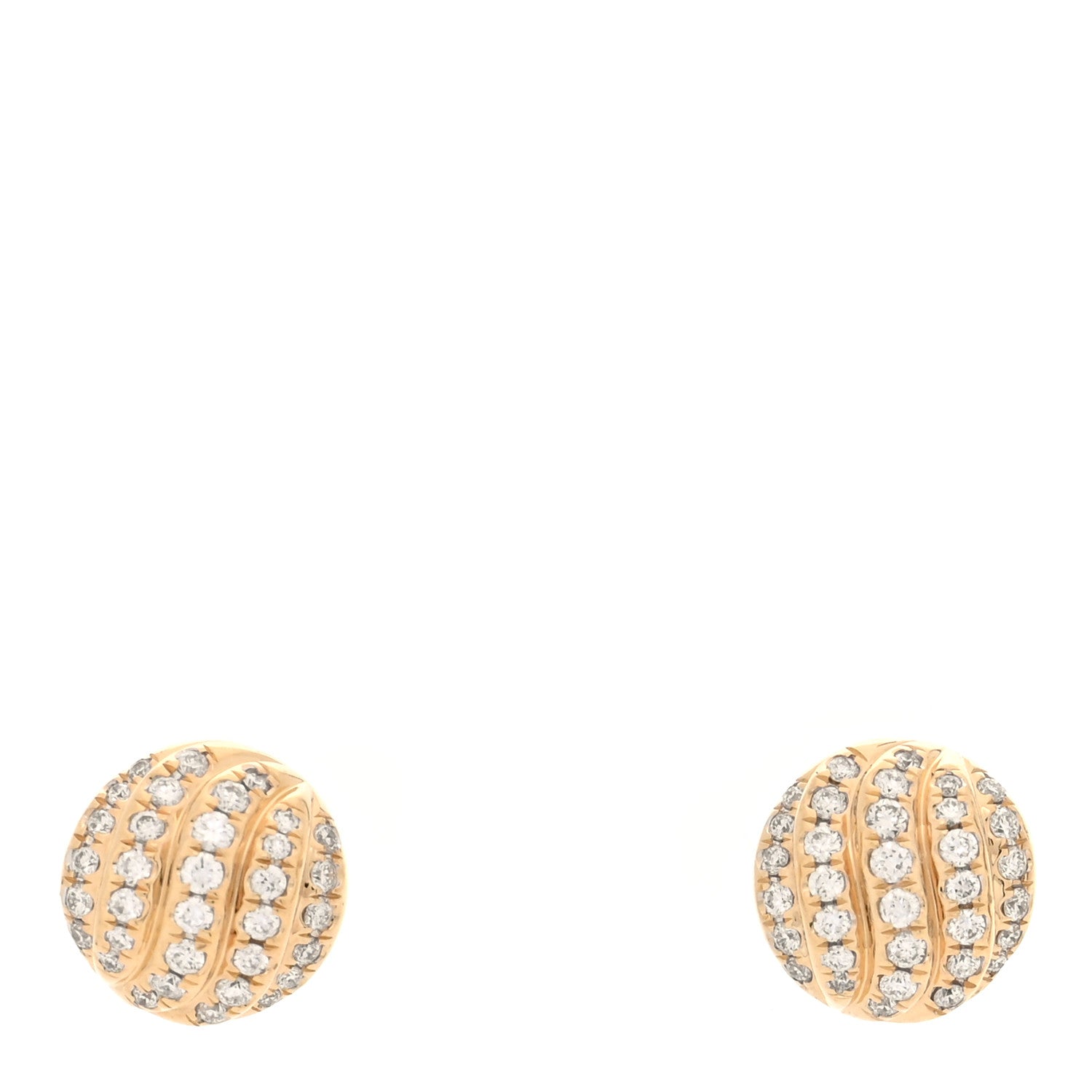 David Yurman 18K Yellow Gold Diamond 8mm Cable Collectibles Stud Earrings 1 of 4