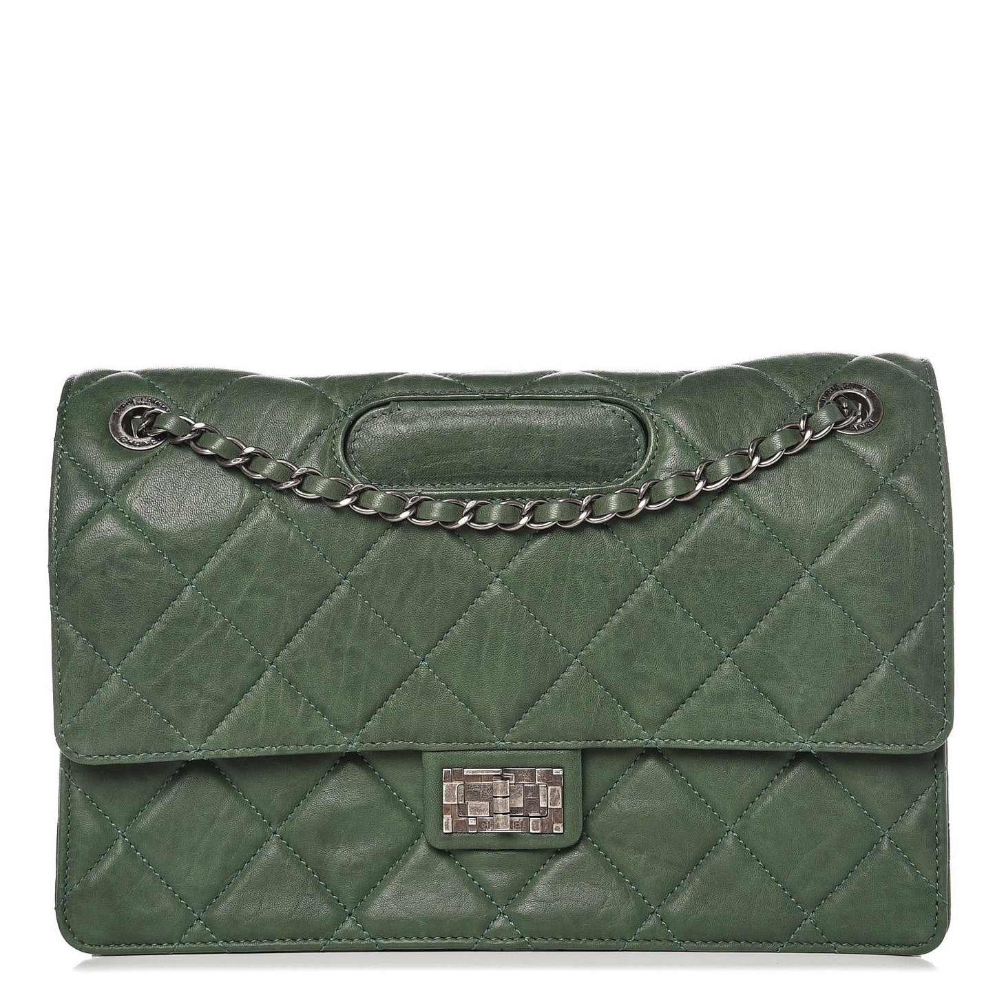 Washed Lambskin Jumbo Take Away Flap Green