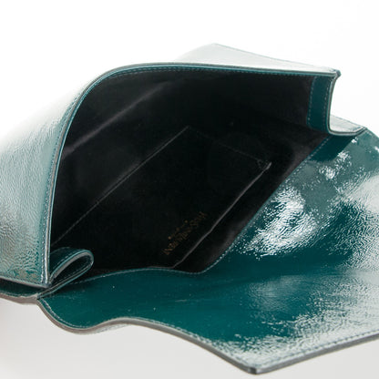 Saint Laurent Textured Patent Large Belle de Jour Clutch Green 5 of 7