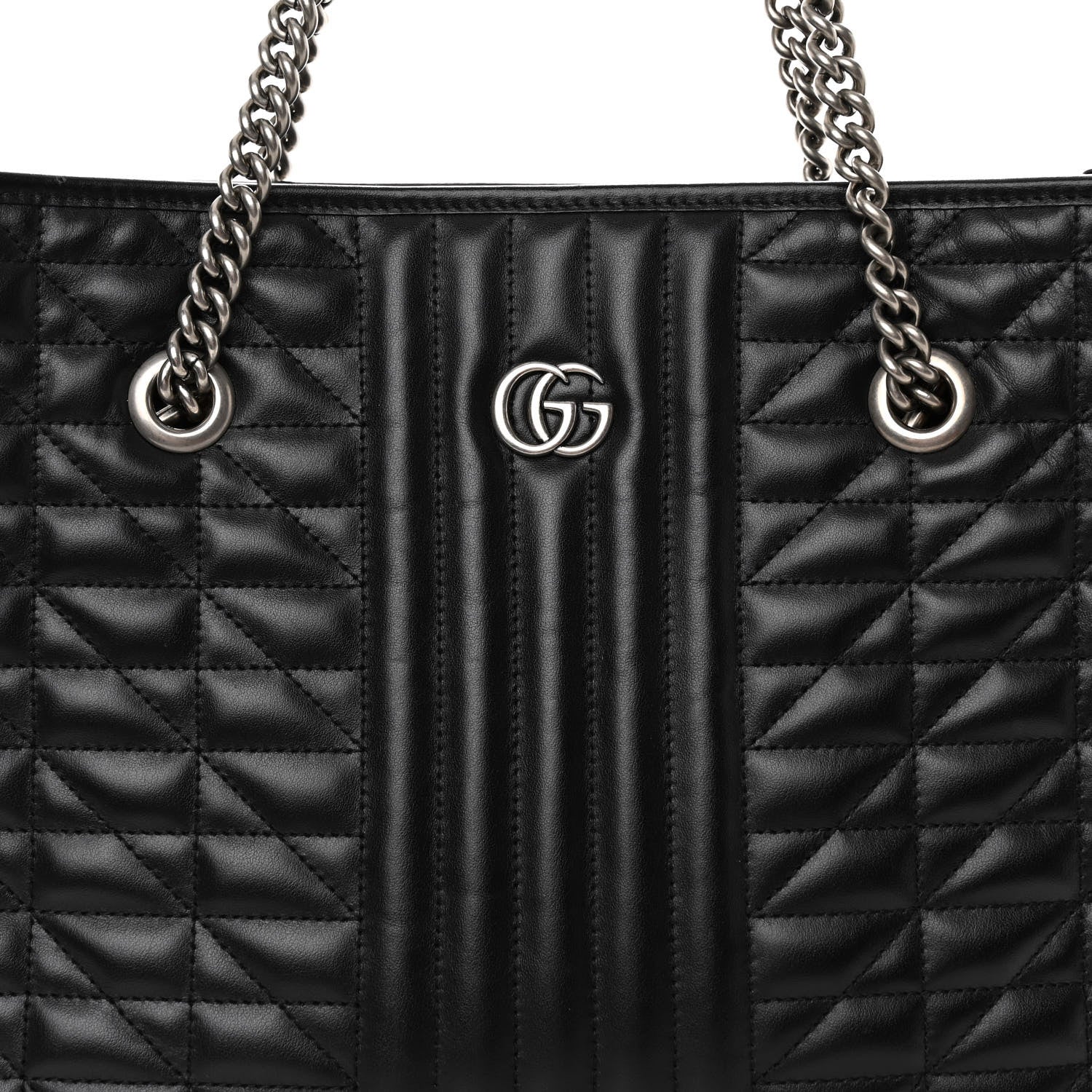 Gucci Calfskin Matelasse Aria Medium GG Marmont Shoulder Tote Black 7 of 11