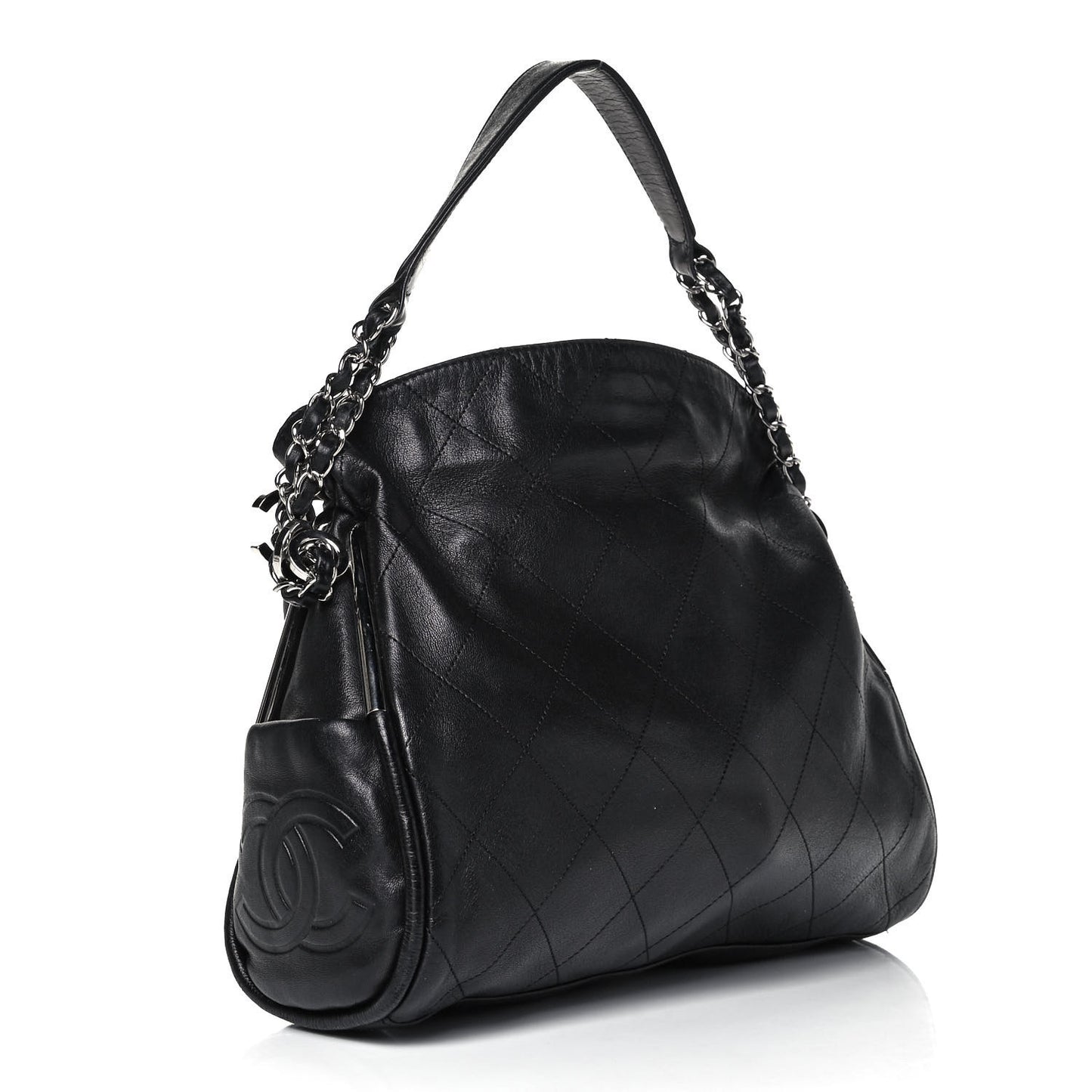 Lambskin Stitched Medium Ultimate Soft Tote Black