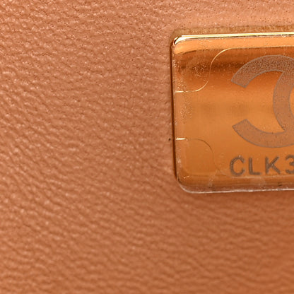 Chanel Lambskin Quilted Mini Top Handle Rectangular Flap Dark Beige 8 of 10