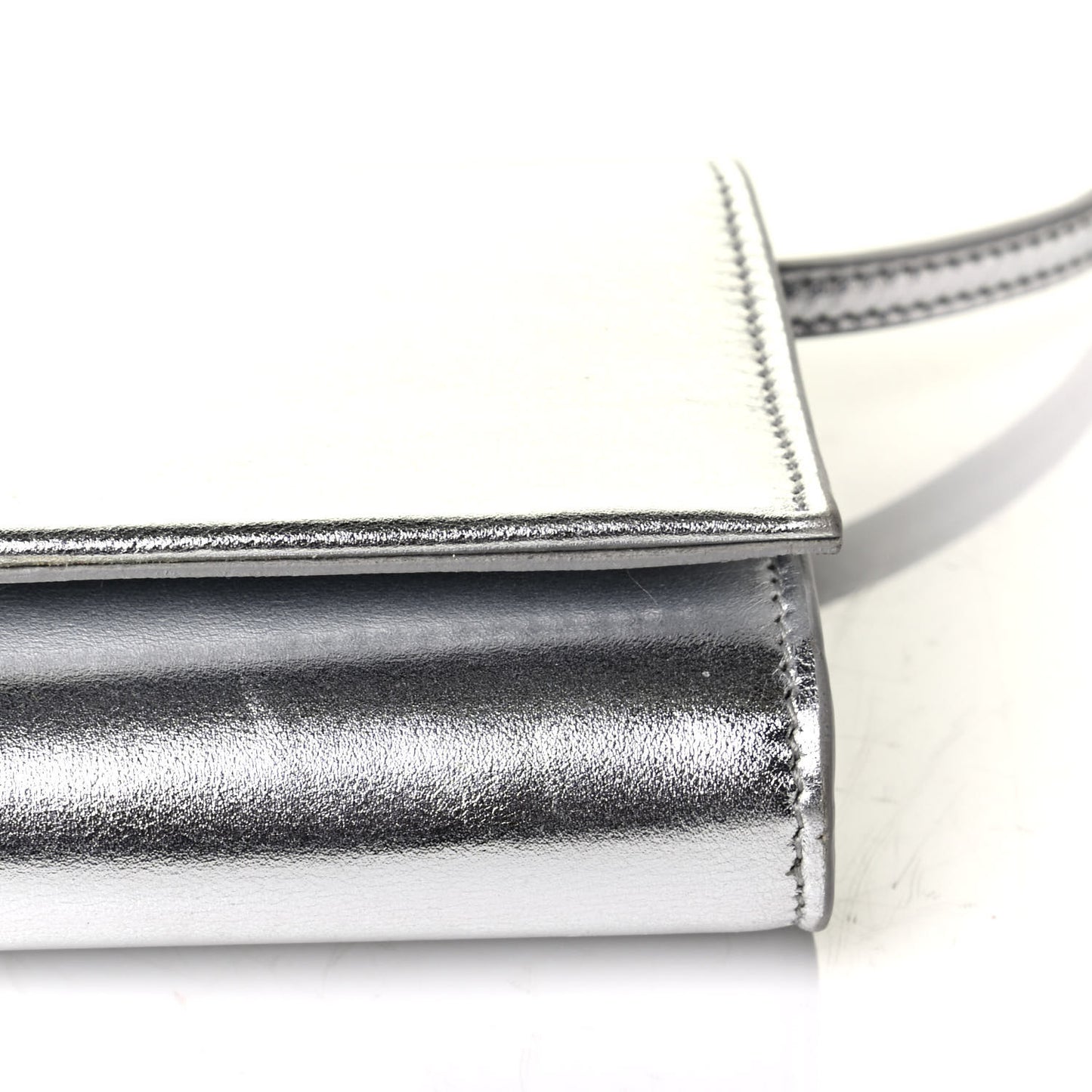 Metallic Nappa Silk Fetiche Clutch Argento