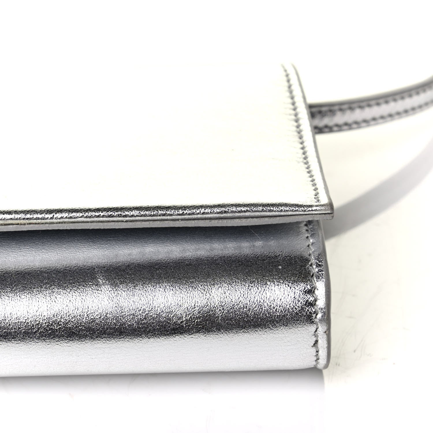 Saint Laurent Metallic Nappa Silk Fetiche Clutch Argento 5 of 7