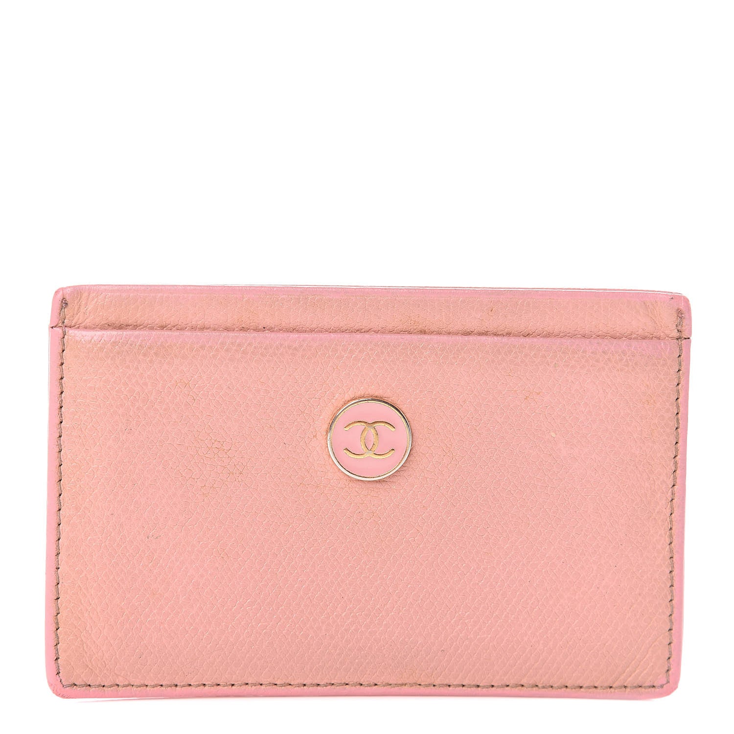 Chanel Calfskin CC Button Card Holder Case Pink 1 of 9