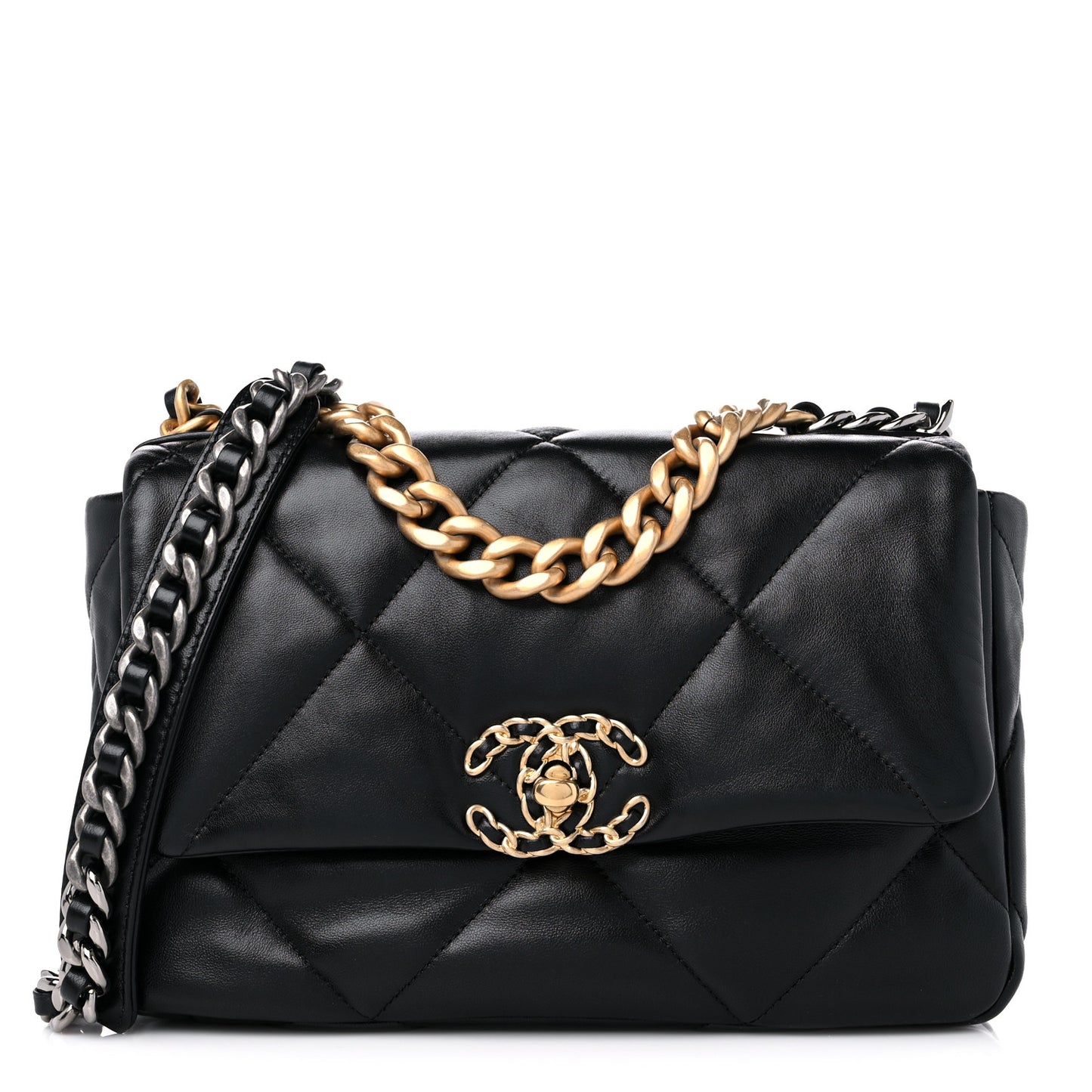 Lambskin Quilted Medium Chanel 19 Flap Black