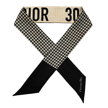 Christian Dior Silk 30 Montaigne Mitzah Scarf Black White 1 of 5