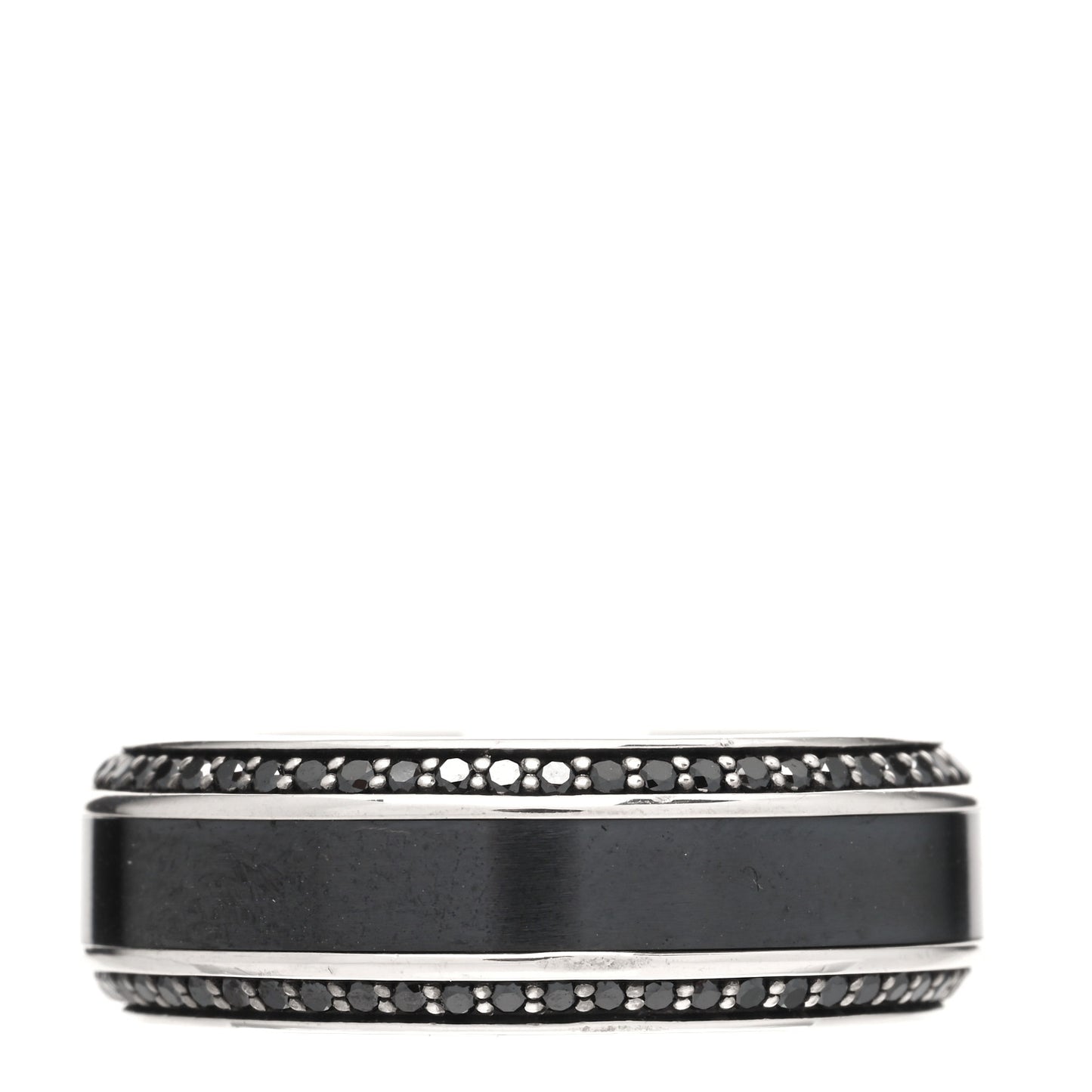 Sterling Silver Titanium Black Diamond Beveled Band Ring 65 11