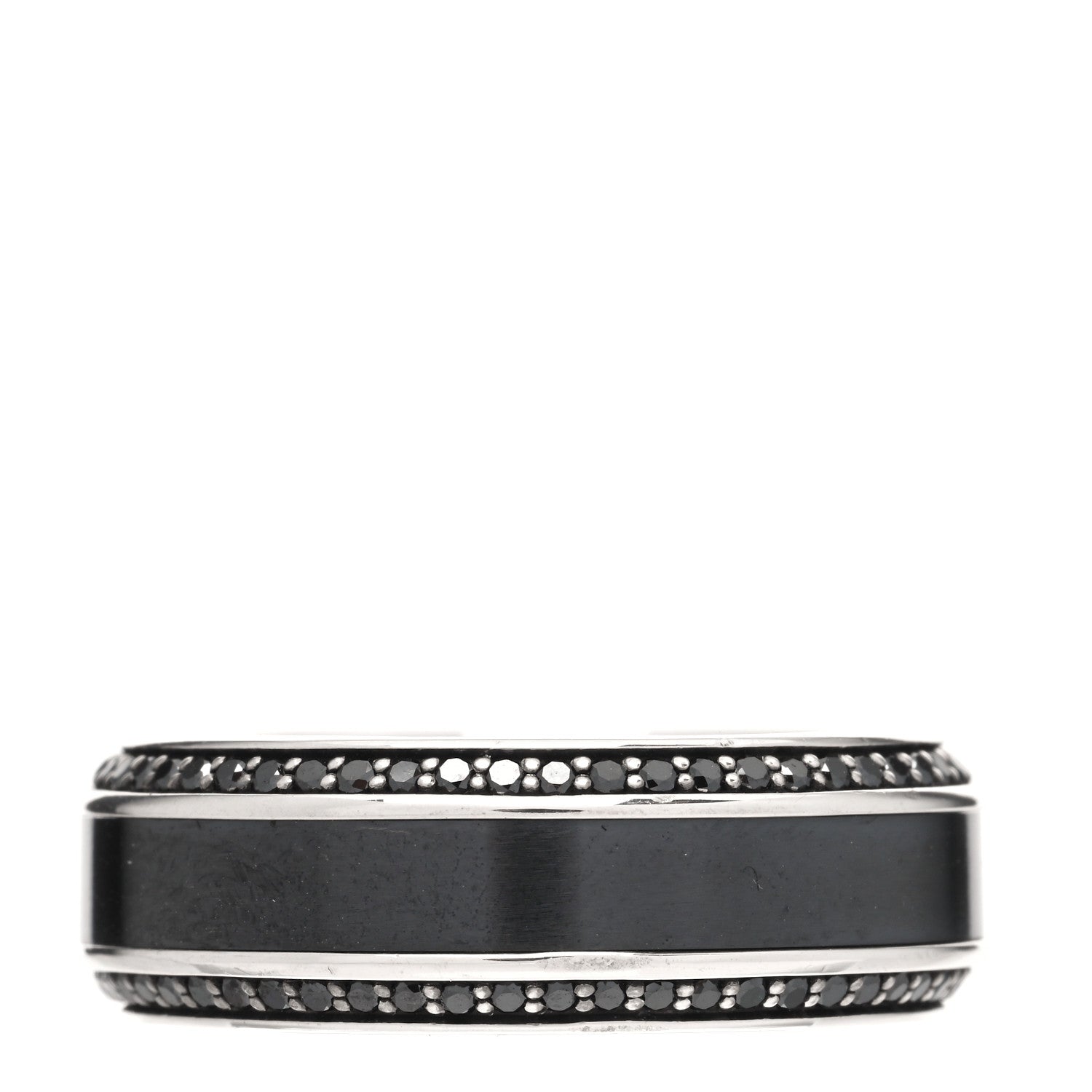 David Yurman Sterling Silver Titanium Black Diamond Beveled Band Ring 65 11 3 of 4