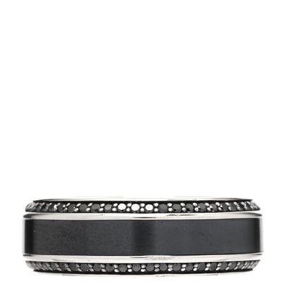 David Yurman Sterling Silver Titanium Black Diamond Beveled Band Ring 65 11 3 of 4