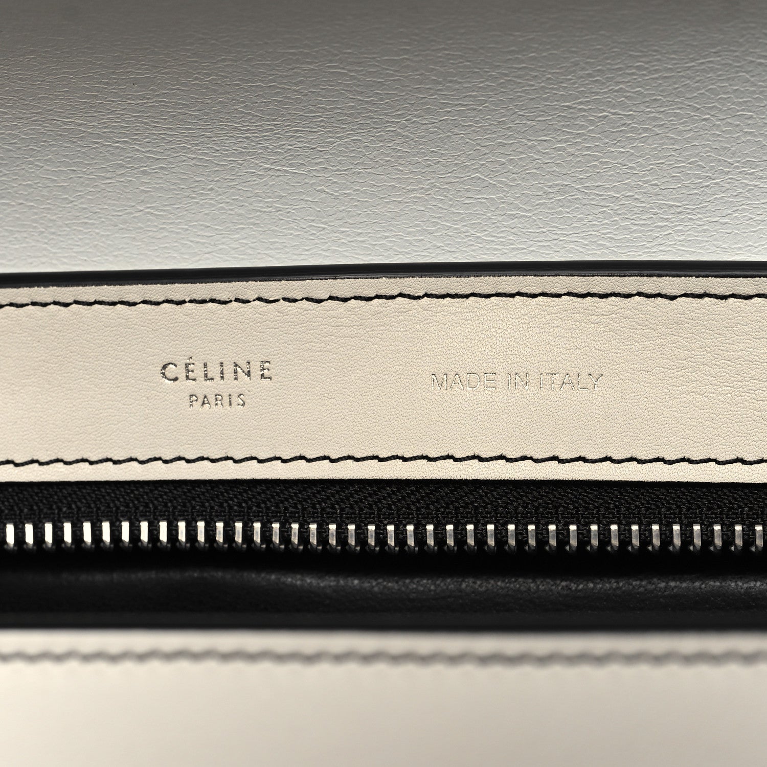 Celine Calfskin Lizard Embossed Small Trapeze Off-White Black 6 of 11