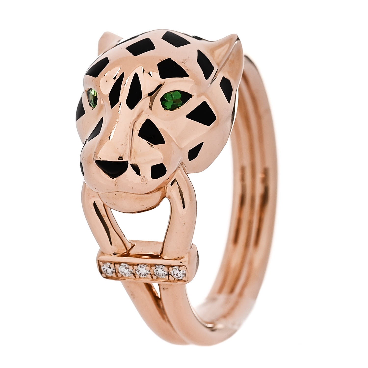 Cartier 18K Pink Gold Diamond Tsavorite Garnet Black Onyx Panthere de Cartier Ring 53 6.5 1 of 5