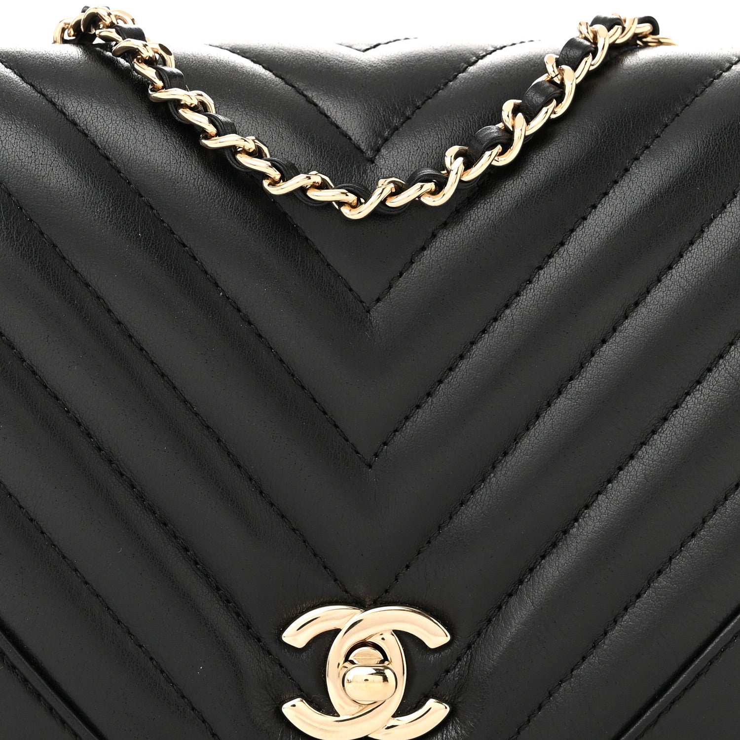 Chanel Calfskin Chevron Quilted Mini Statement Flap Black 8 of 11