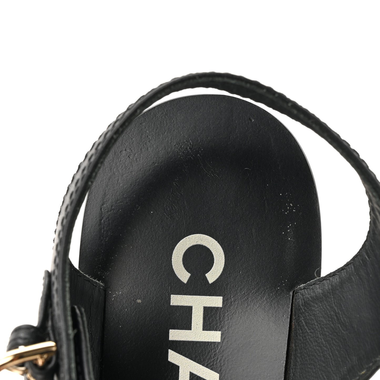 Calfskin Multi Chain CC Sandals 37 Black