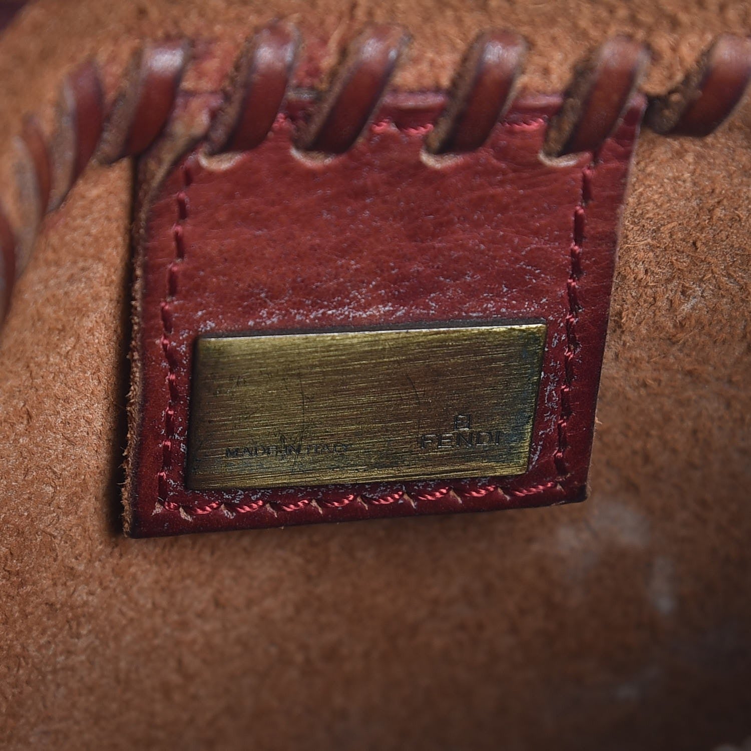 Fendi Calfskin Embossed Metal Oyster Brown 6 of 13