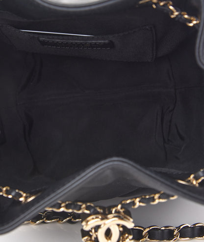 Chanel Lambskin Quilted CC Dweller Drawstring Bucket Bag Black 5 of 9