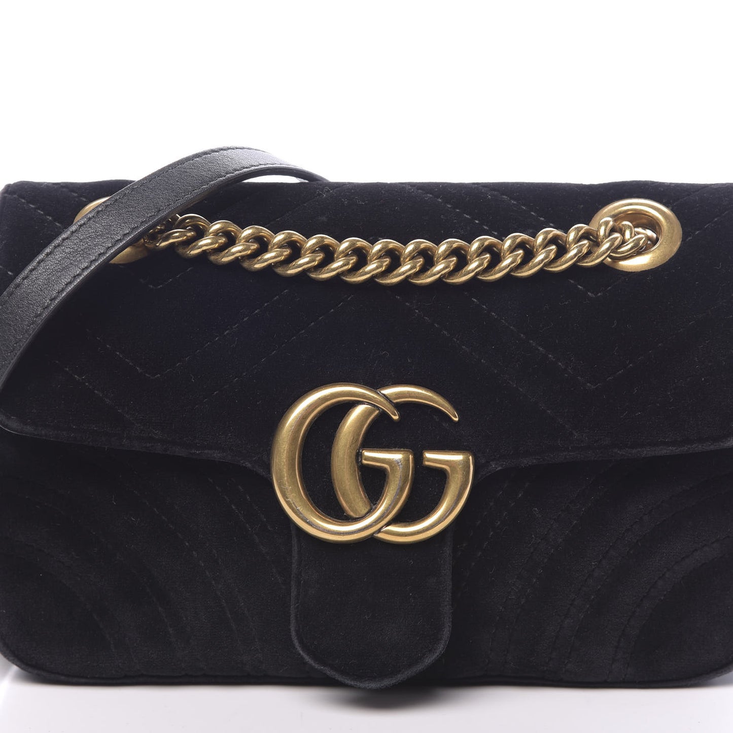 Velvet Matelasse Mini GG Marmont Shoulder Bag Black