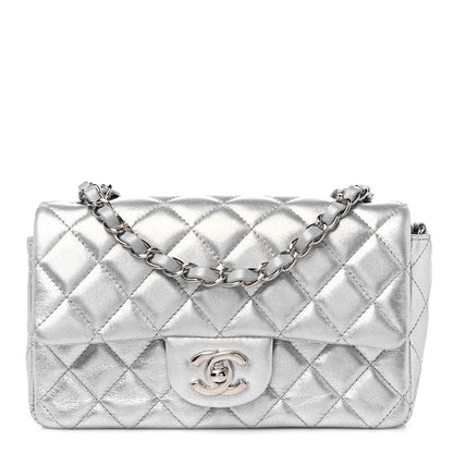 Chanel Metallic Lambskin Quilted Mini Rectangular Flap Silver 1 of 9
