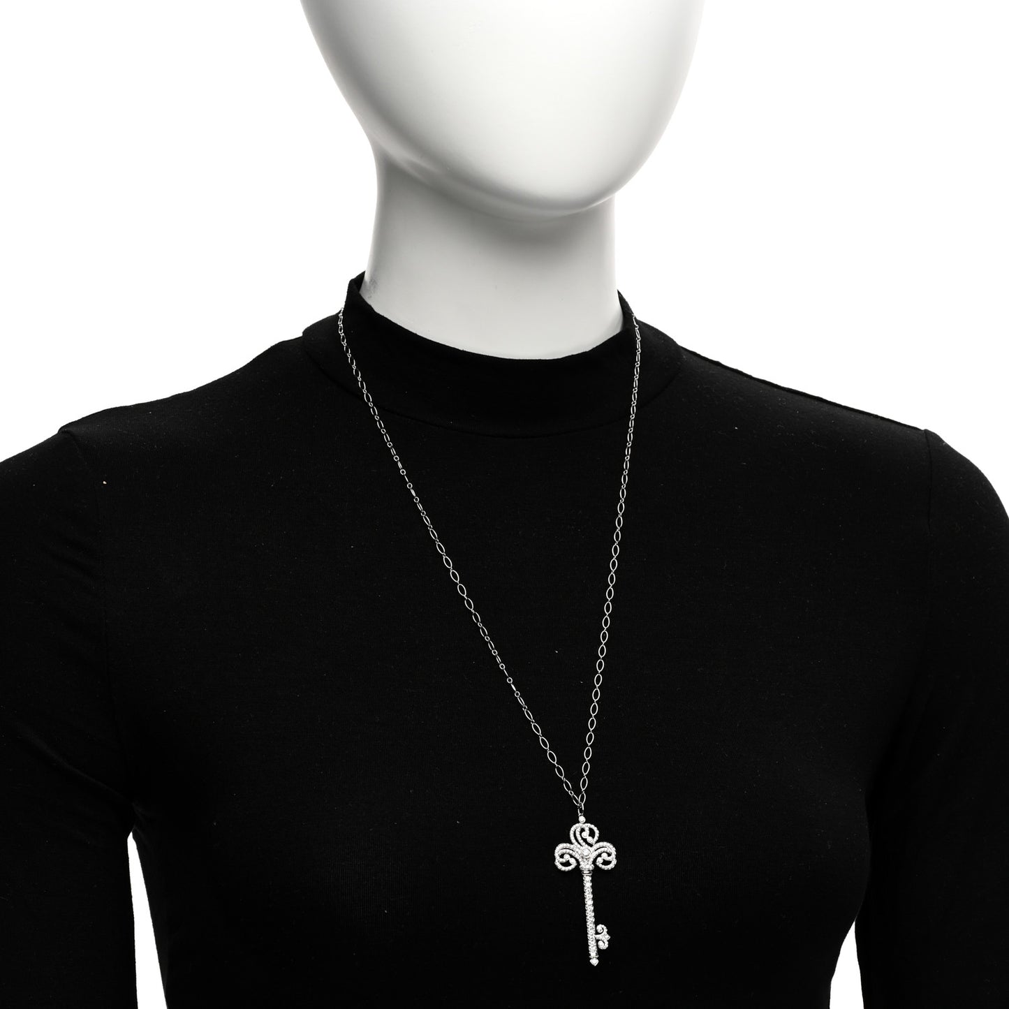 Platinum Diamond Enchant Heart Key Pendant Necklace