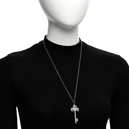 Tiffany Platinum Diamond Enchant Heart Key Pendant Necklace 2 of 6