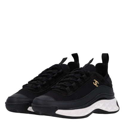 Chanel Velvet Calfskin Mixed Fibers CC Sneakers 36.5 Black 4 of 11