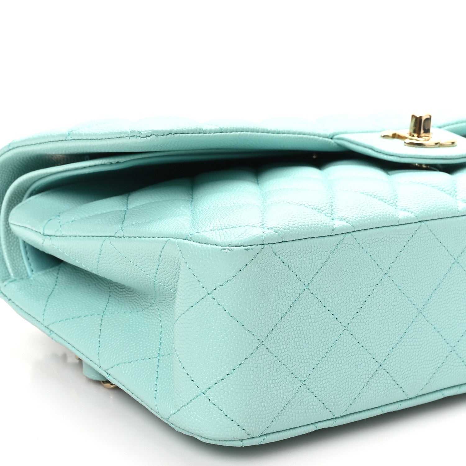 Chanel Caviar Quilted Medium Double Flap Light Blue 9 of 10