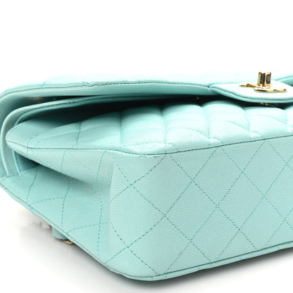 Chanel Caviar Quilted Medium Double Flap Light Blue 9 of 10