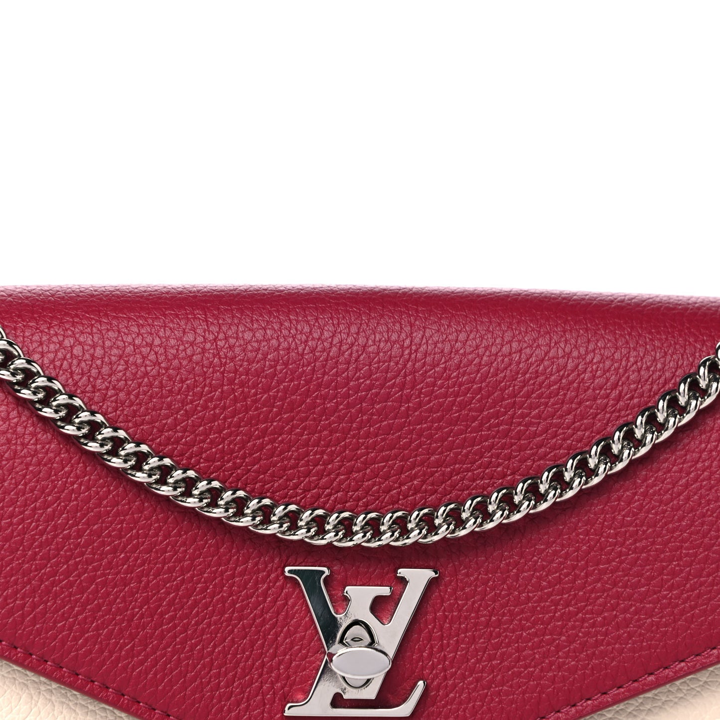 Calfskin My Lockme Chain Pochette Lie De Vin Etain Creme