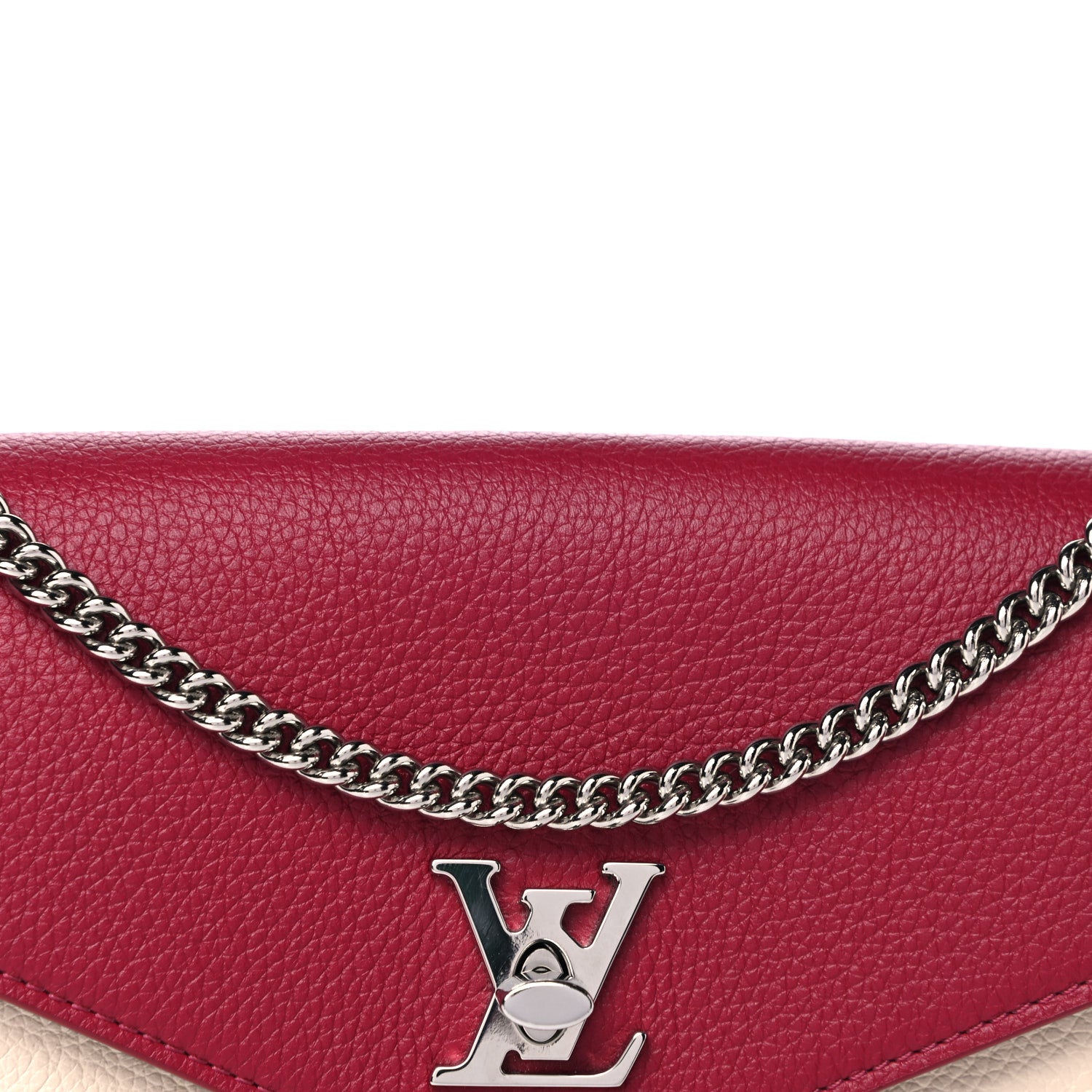 Louis Vuitton Calfskin My Lockme Chain Pochette Lie De Vin Etain Creme 12 of 14